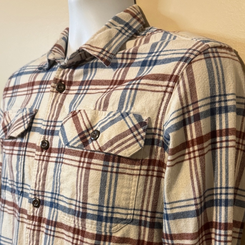 Patagonia Cream and Blue Plaid Button Down Shirt - Picture 3 of 9